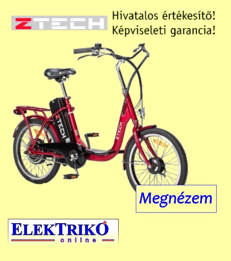 Ztech ZT-07 elektromos kerékpár piros, 250W, 36V, 9Ah Li-ion akku