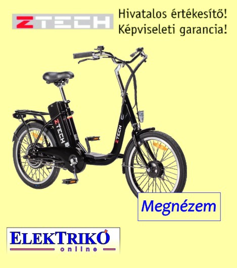 Ztech ZT-07 elektromos kerékpár fekete, 250W, 36V, 9Ah Li-ion akku
