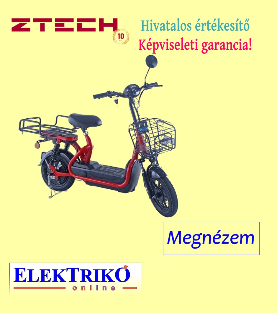 Ztech ZT-06 Champ elektromos robogó, bordó , 48 V  12 Ah , 480 W teljesítmény 