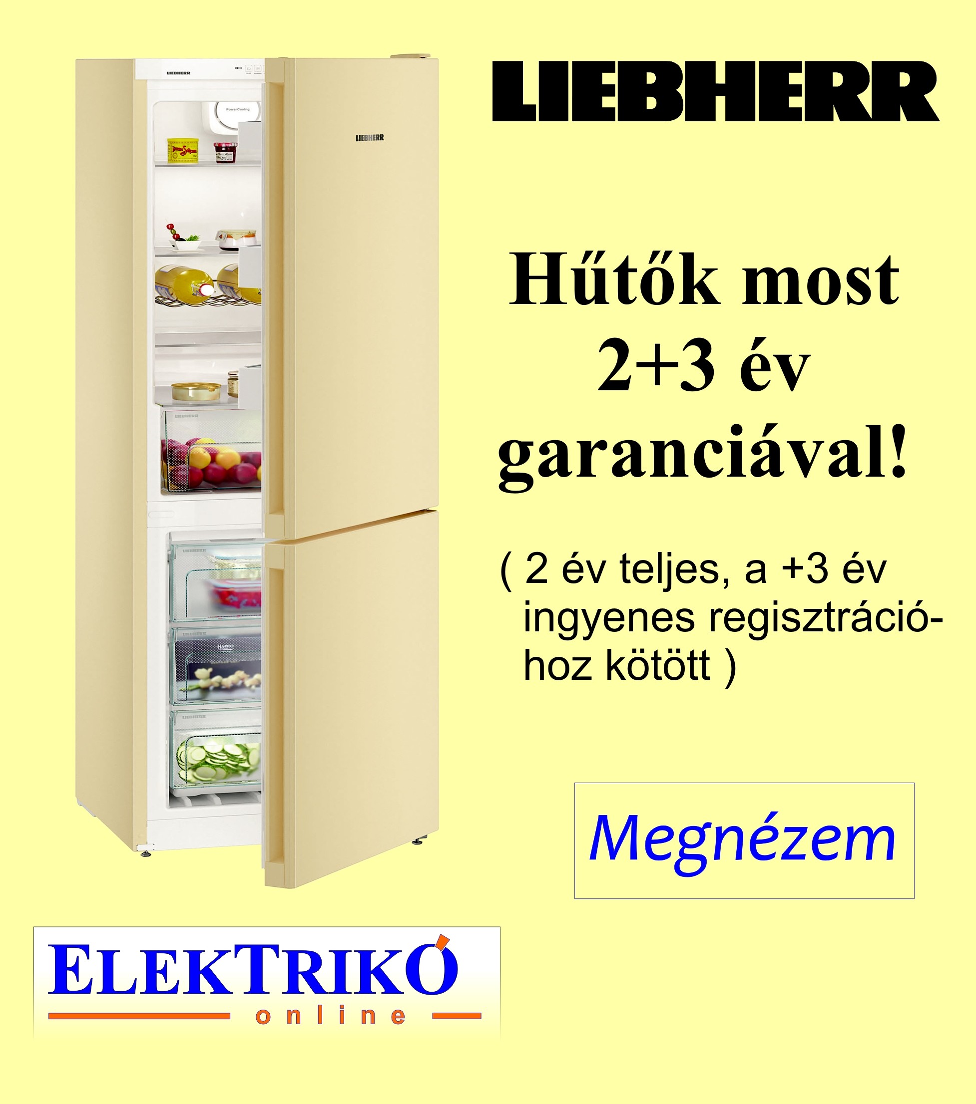 Liebherr CNbe 4313 alulfagyasztós hűtőszekrény , NoFrost, bézs ajtófront