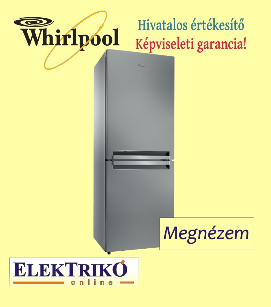 Whirlpool BTNF5012OX Dream Space 70 cm széles, alulfagyasztós hűtőszekrény, NoFrost 